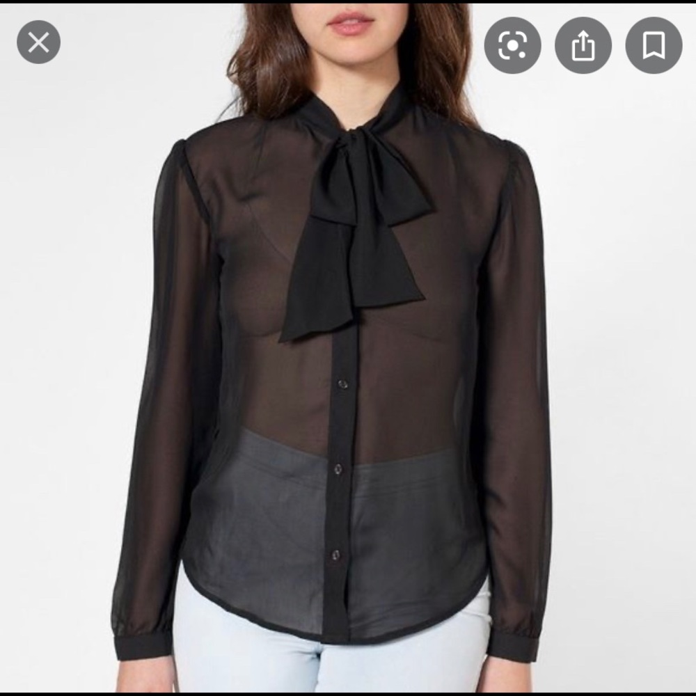 American Apparel Neck tie blouse
